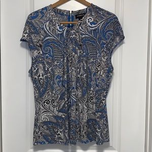 Liz Claiborne Career blouse in blue paisley print